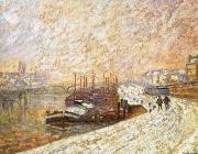 Armand guillaumin Barges in the Snow painting
